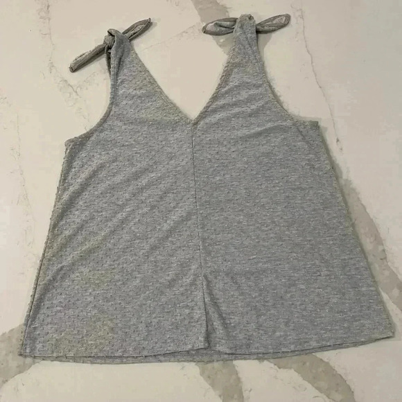 GILLI Heather Gray Textured V Neck Tank Top Bow Straps Women’s Size XL - Picture 6 of 6